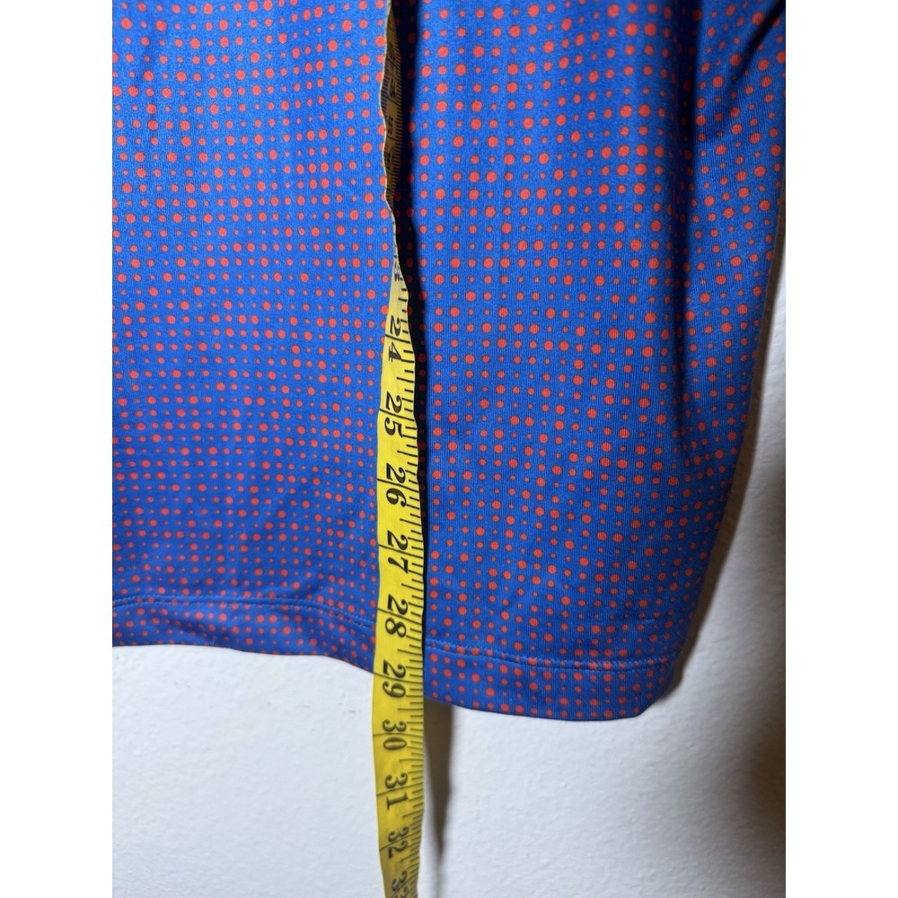 Redvanly Golf Polo Shirt Men's Med Blue Red Dots Geometric Performance Stretch‎ - Picture 9 of 10